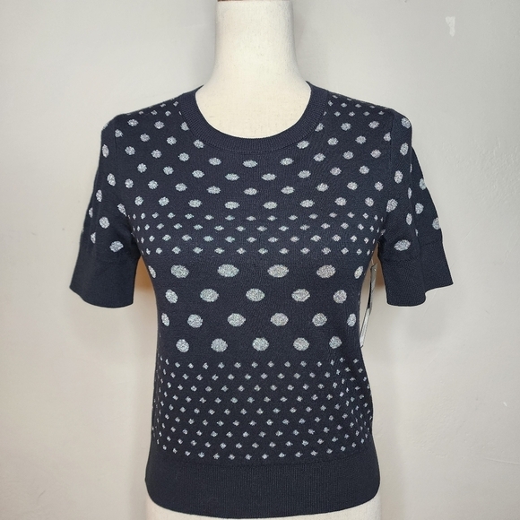 NWT Marc by Marc Jacobs‎ Black and Silver Polka Dot Crew Neck Sweater Size Small - Picture 3 of 10